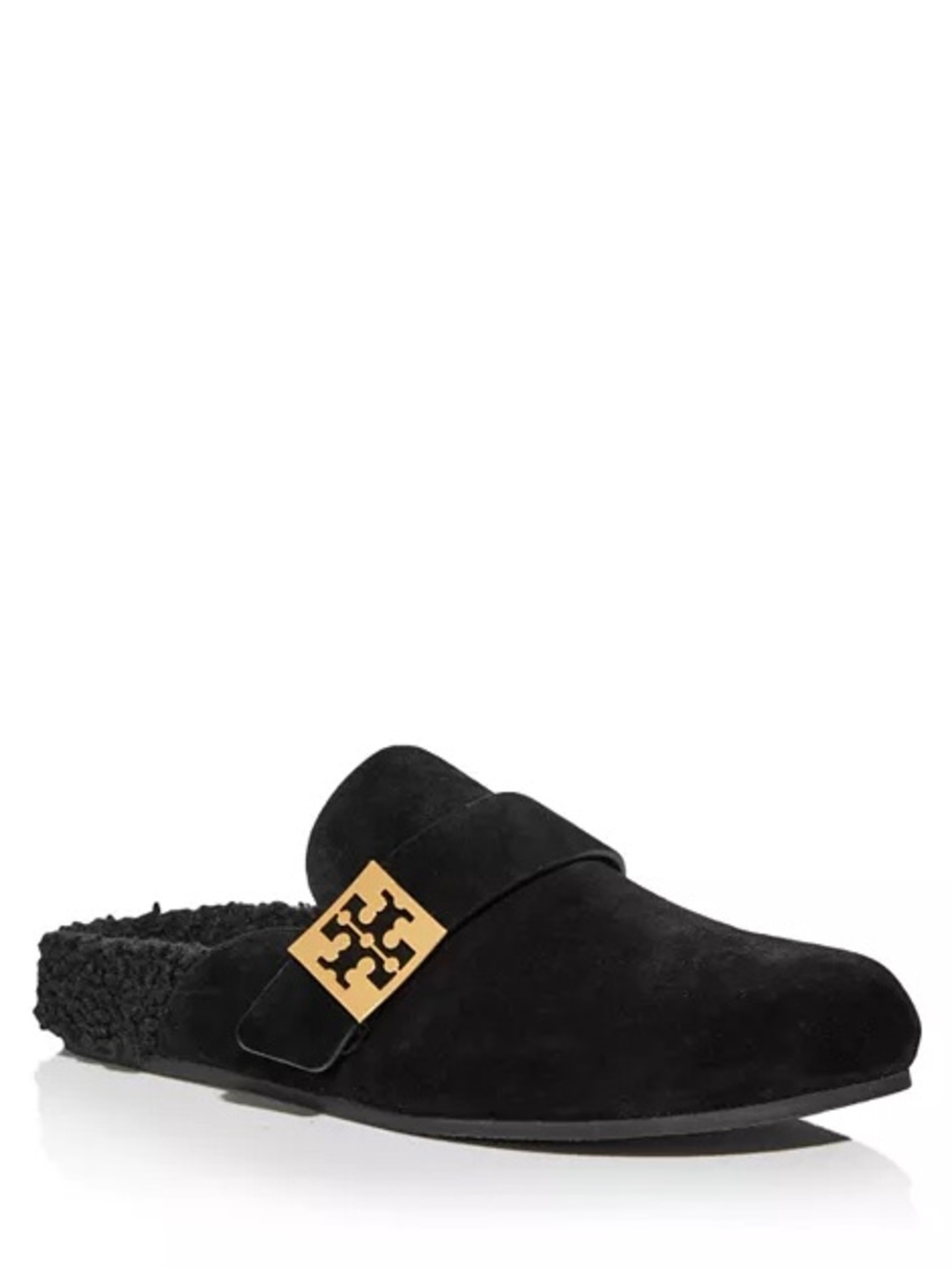 Tory Burch Black Suede Shearling Mellow Mules - size 10 - NWOB